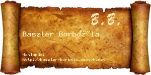 Baszler Borbála névjegykártya